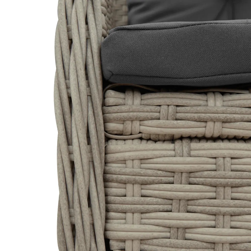Set Pranzo da Giardino 9pz con Cuscini Grigio Chiaro Polyrattan