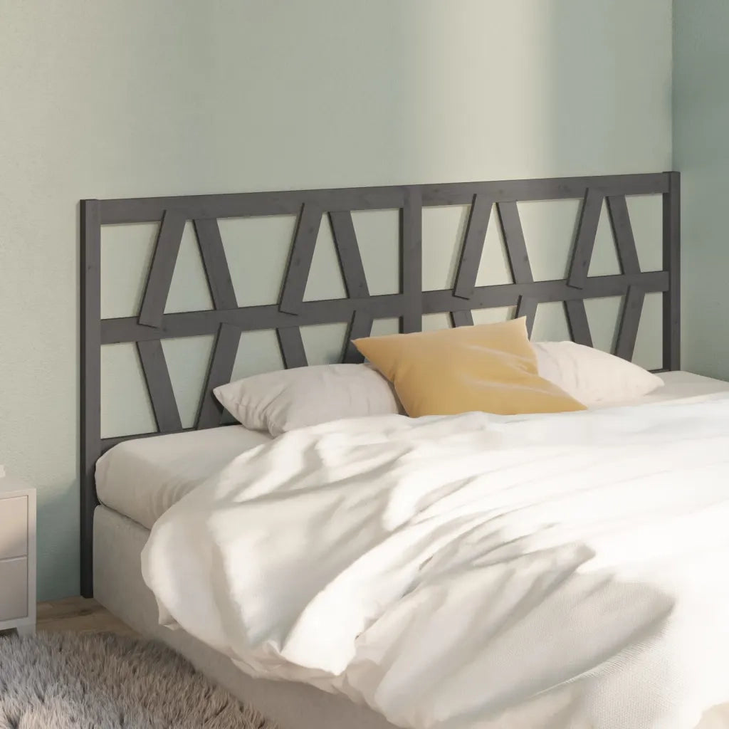 Testiera per Letto Grigia 206x4x100cm in Legno Massello di Pino 818642