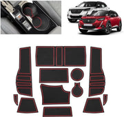 Antislipmatte per Peugeot 2008 E-2008 (2020-2025) | Matrice di gomma originale per console centrale, contenitori di bicchiere e protezioni porta | Adatta a Peugeot 2008 GT Line (rosso)