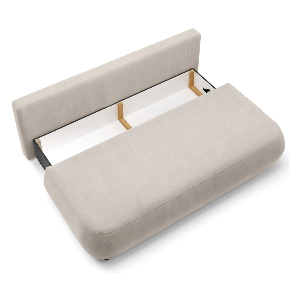 Brugnato, Divano Letto 2 Posti Contenitore, 210x106 cm Beige Chiaro