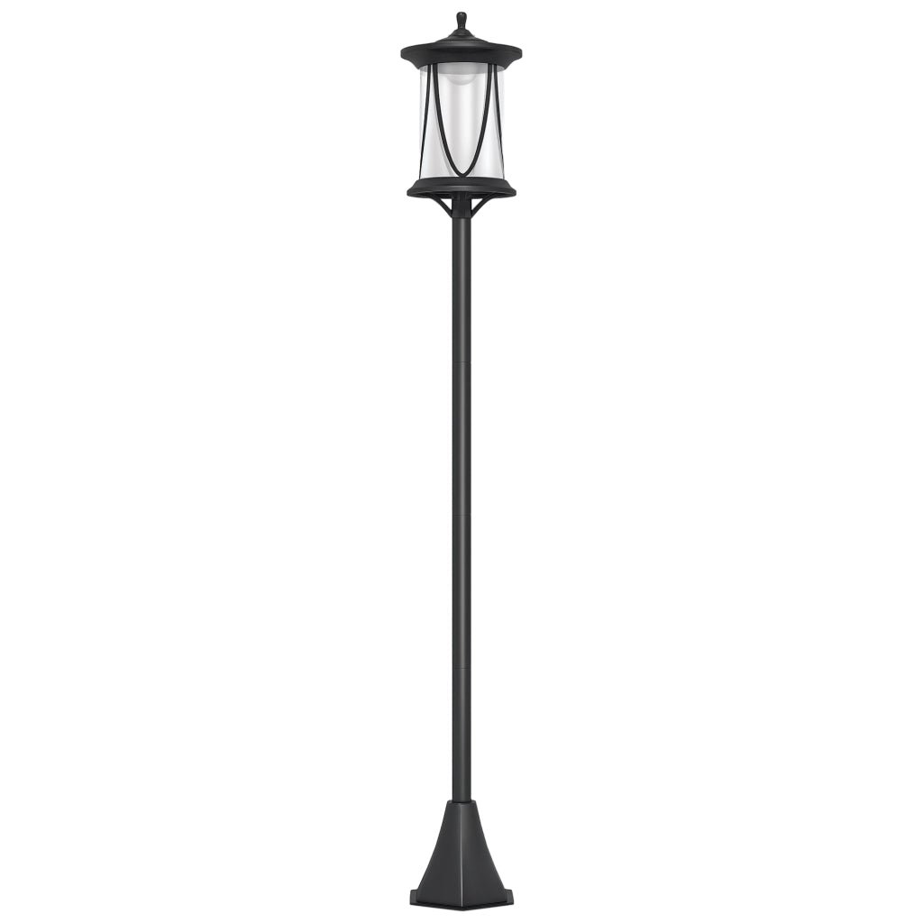 Lampione Solare da Giardino in Policarbonato ABS IP44 ¨C Zephmum ¨C Nero 17x17x127 cm