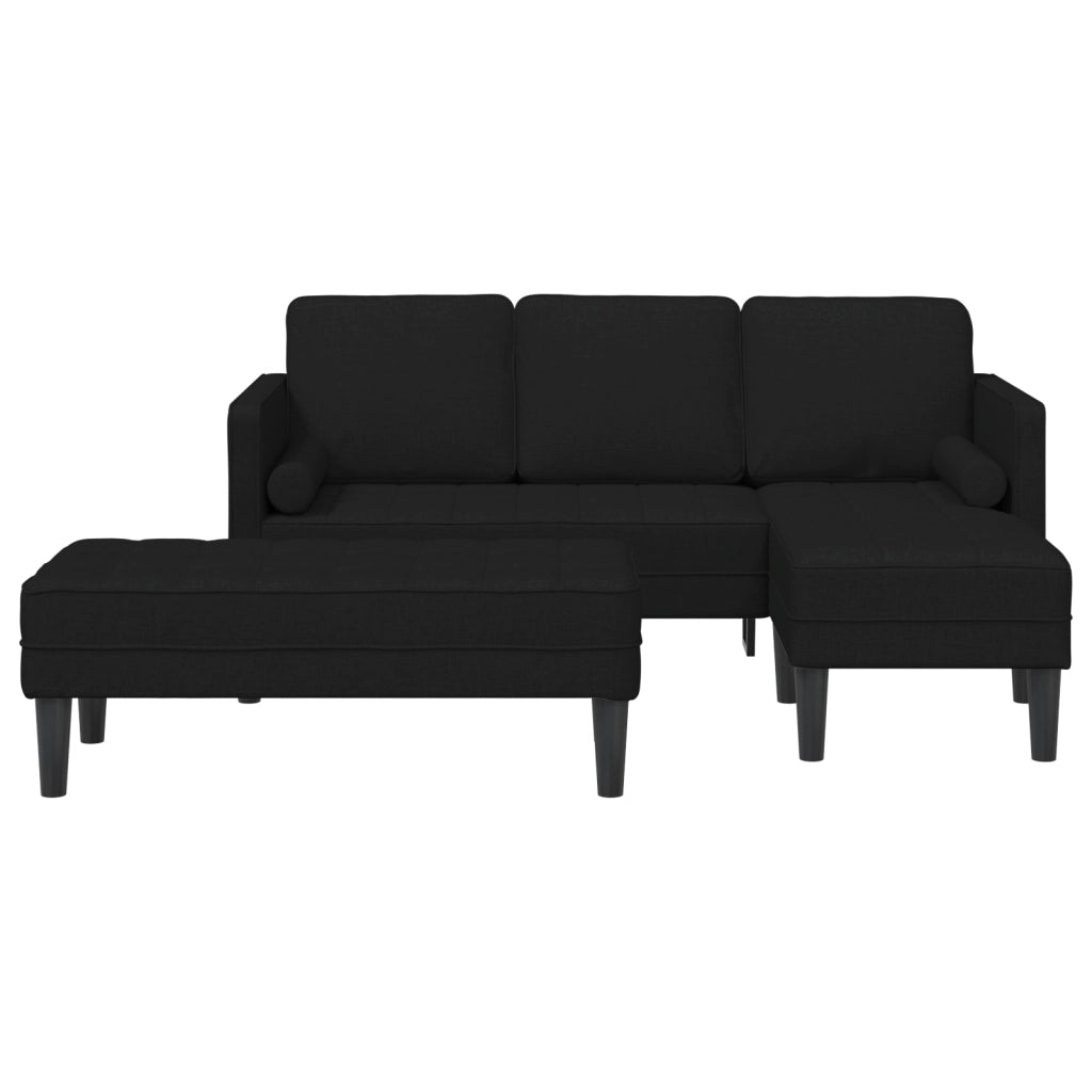 Set di divani 2 pezzi con cuscini in tessuto nero