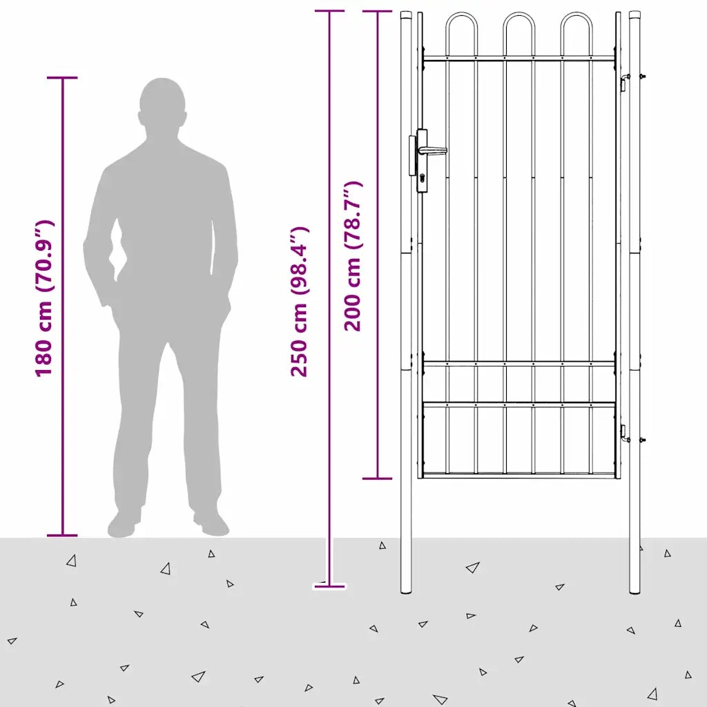 vidaXL Cancello per recinzione Grigio 100 x 200 cm
