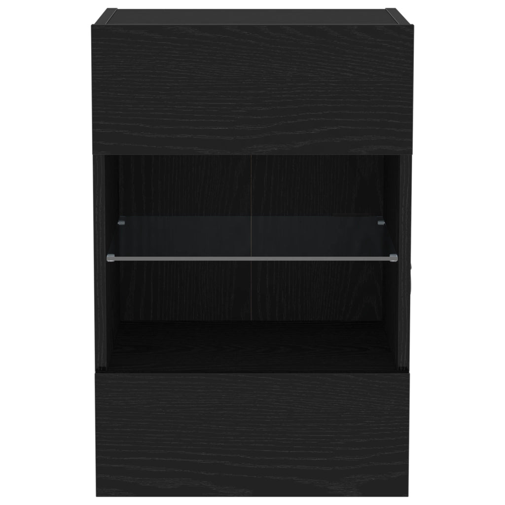 Mobile TV LED  2 pz Nero Rovere 40x30x60,5 cm Legno ingegnerizzato