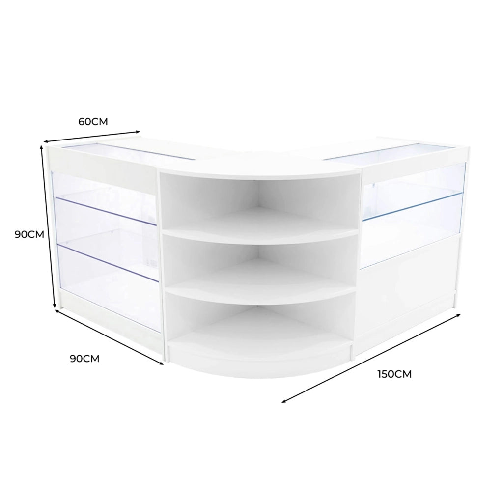 Set Banconi Bianco Calliope LED K900 C900 LM60 Vetrina con Ante Scorrevoli