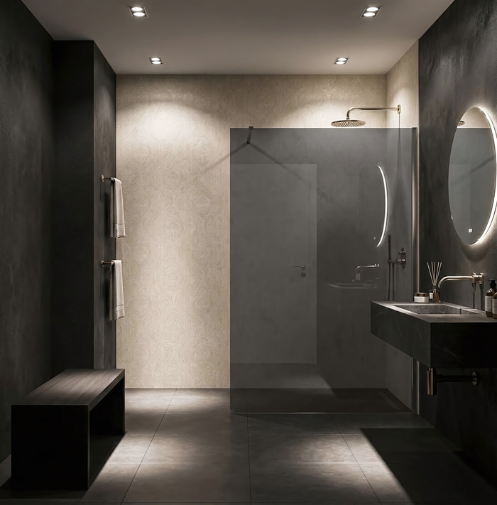 Parete Doccia Rea Flexi Grey / Chrome 140