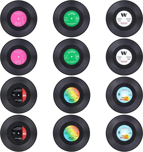 Sostegni in vinile retro - Mat per evitare scivolamento per contenitori - 12 pezzi - Stile A - 10 x 10 cm