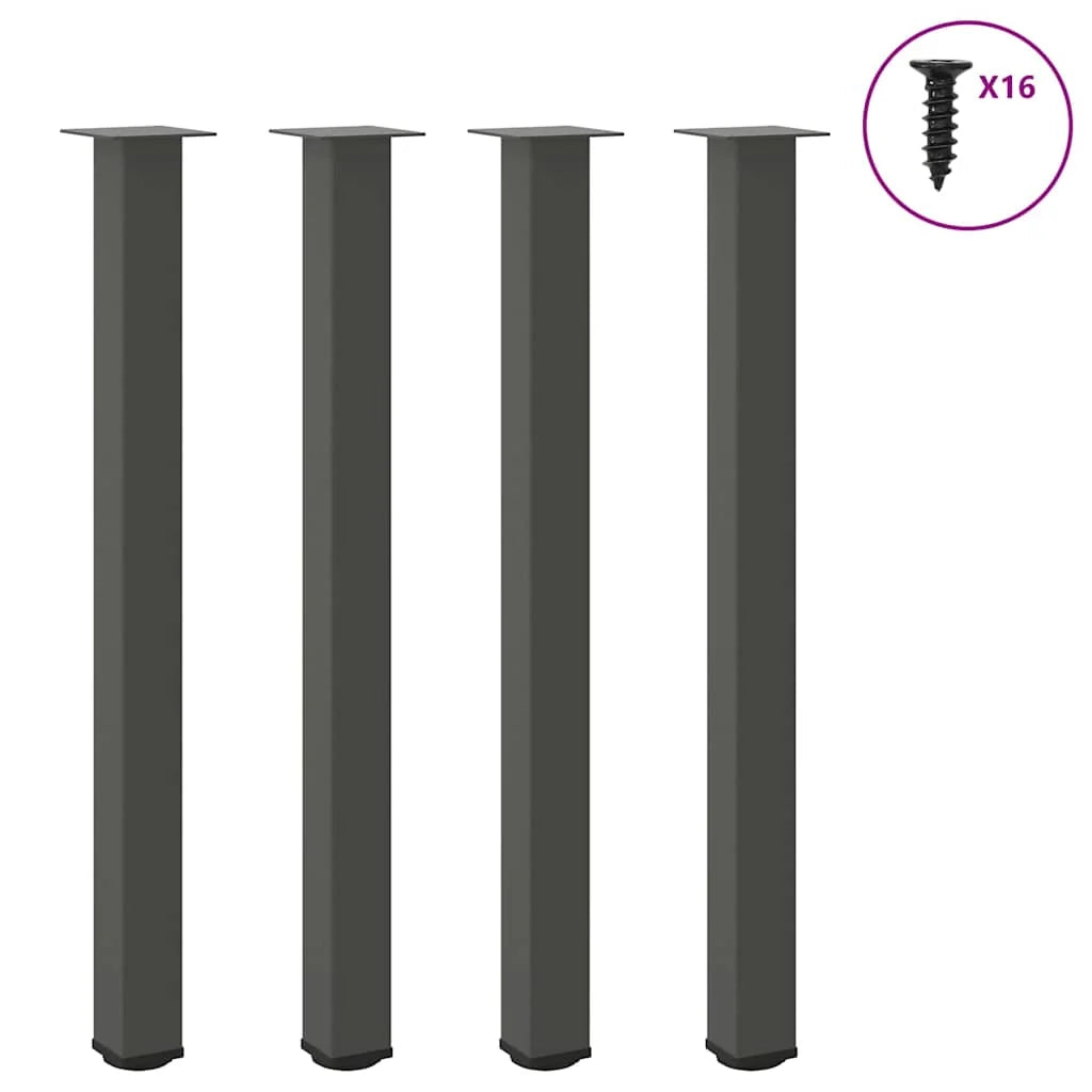 Set di 4 gambe per tavolo da bar in acciaio verniciato a polvere color antracite 110-112 cm con piedini regolabili 02_0056779