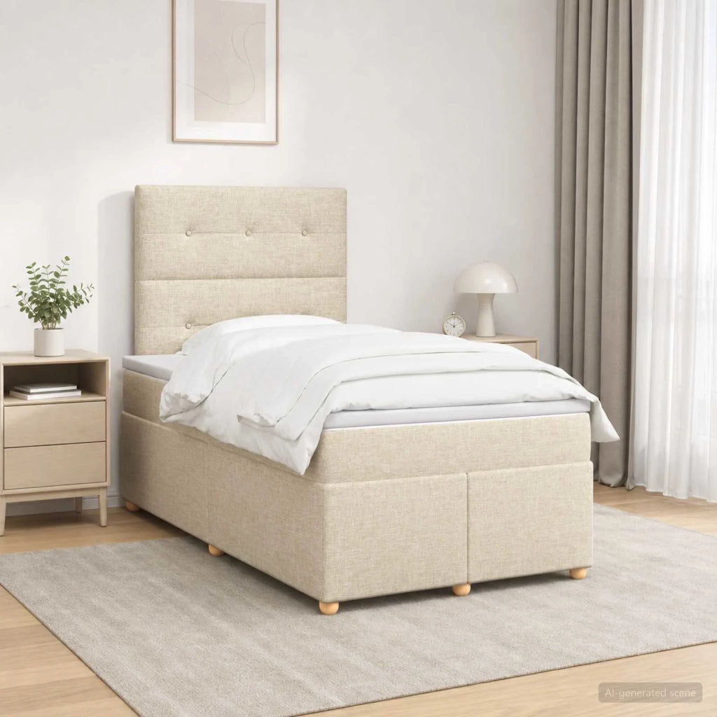 Letto box spring con materasso Crema 120 x 200 cm Tessuto 3455327