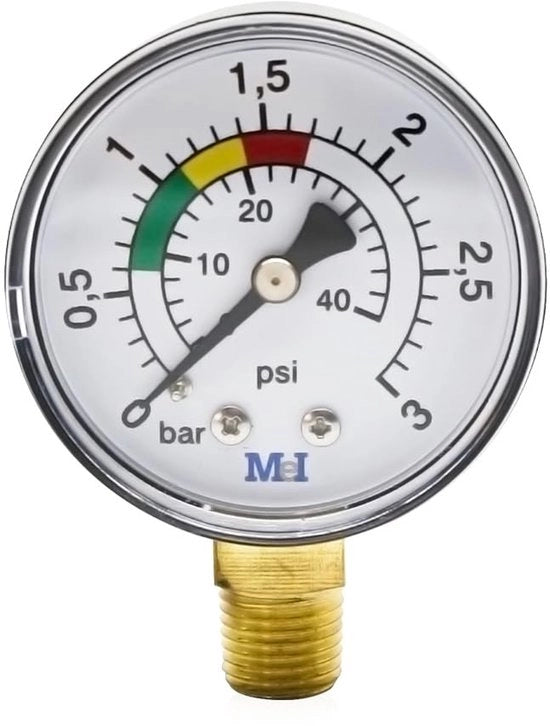 Misuratore di Pressione 0-3 bar - 50mm di Diametro - Misurazione Precisa - Materiale Duraturo - Installazione Facile - Resistente alla Corrosione - Misuratore di Pressione