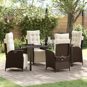 Set da Pranzo per Giardino con cuscino 5 pcs Marrone polyrattan 3380543
