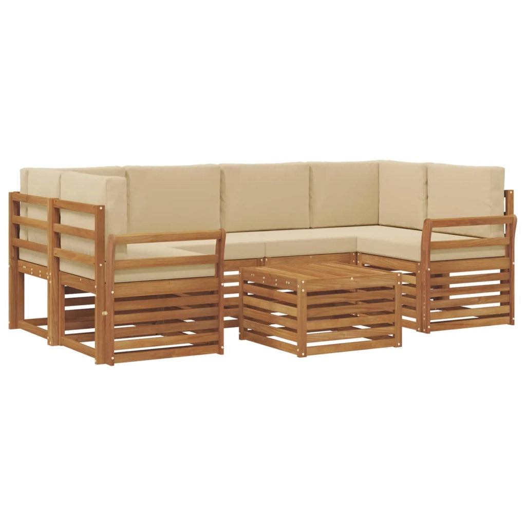 Set di divani da esterno con cuscino 7 pcs Naturale e Beige