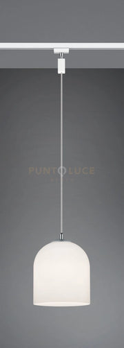 DUOLINE SOSPENSIONE ONTARIO VETRO BIANCO D. 20CM PER SISTEMA BINARIO 1 LUCE ATTACCO E14