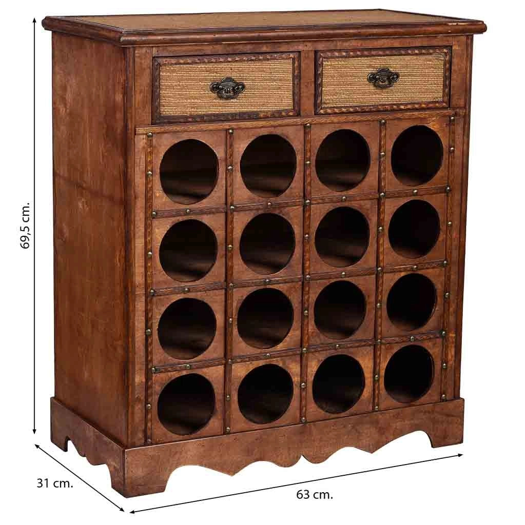 Baul porta bottiglie in legno marrone 63x31x69,5h cm
