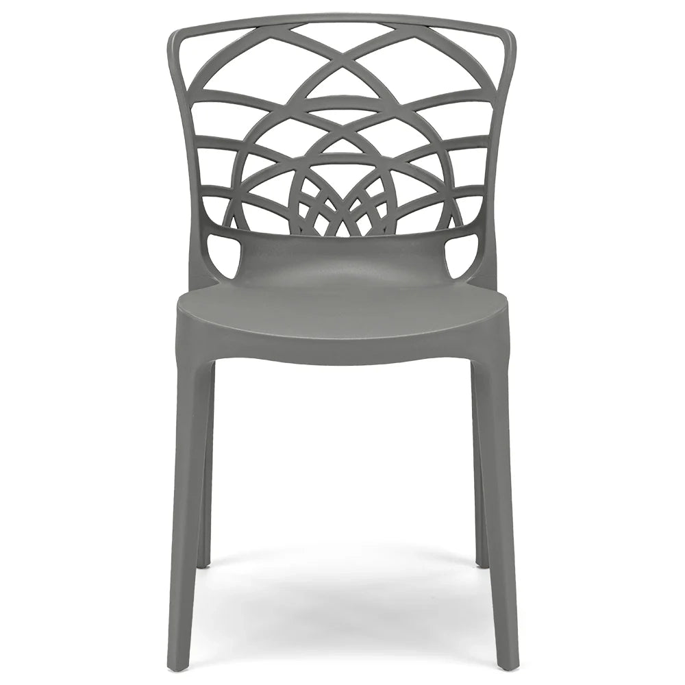 Set 2 sedie in polipropilene ARMONIA, impilabile, resistente ai raggi UV, design moderno, ideale per sala da pranzo, cucina, sala d’attesa, bar, ristoranti o giardino, colore Cemento