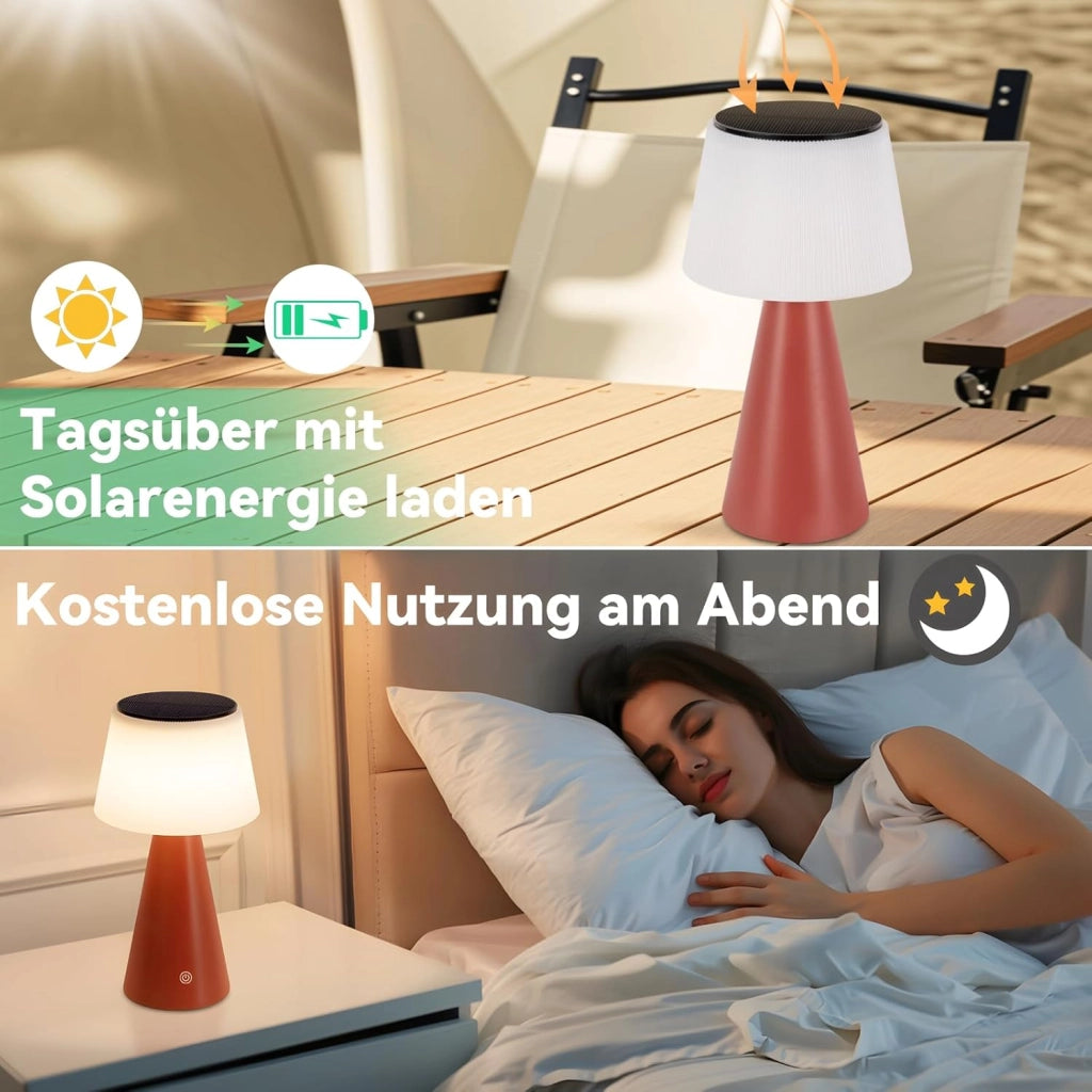 ZMH Lampada da tavolo LED wireless solare batteria moderna dimmerabile per giardino soggiorno comodino