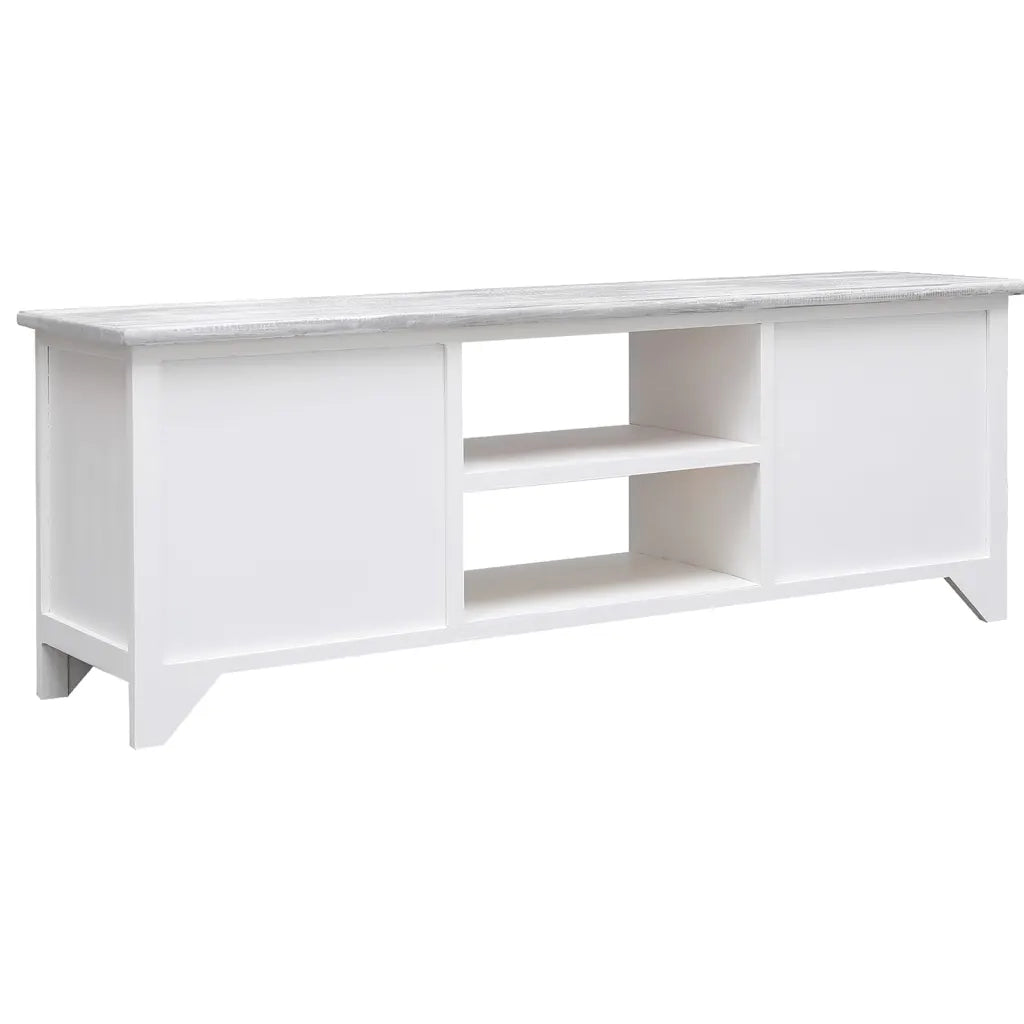 Mobile Porta TV Bianco e Grigio 108x30x40 cm Legno di Paulownia 338513