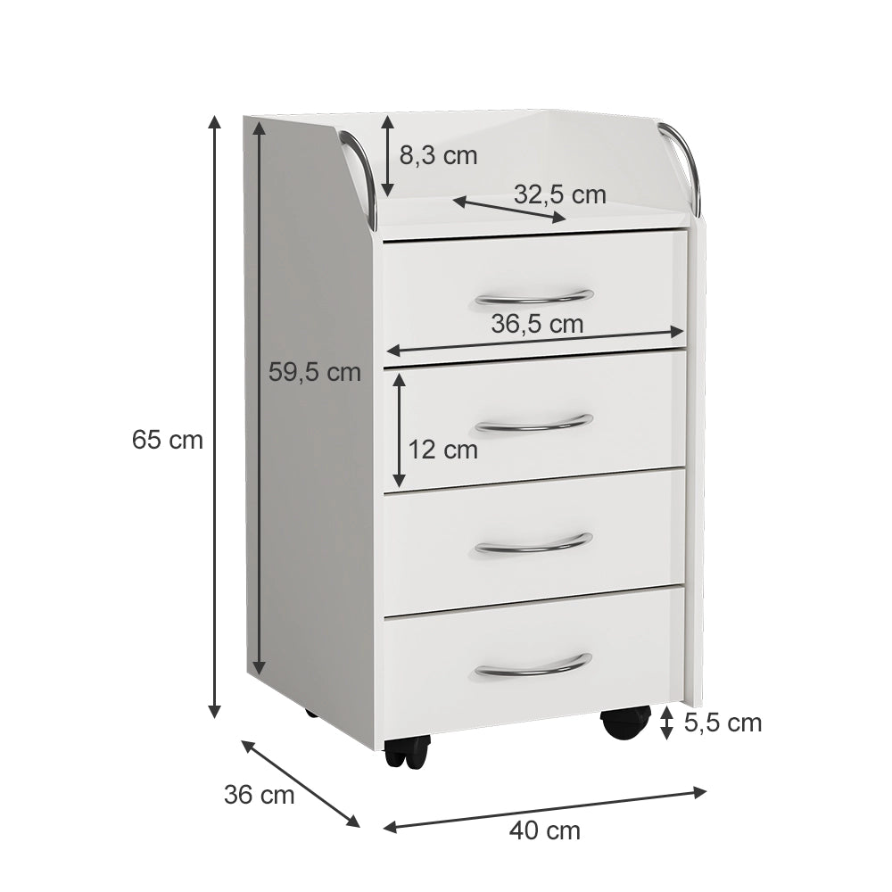 Vicco Contenitore per rotoli Bianco 36 x 40 cm con 4 cassetti