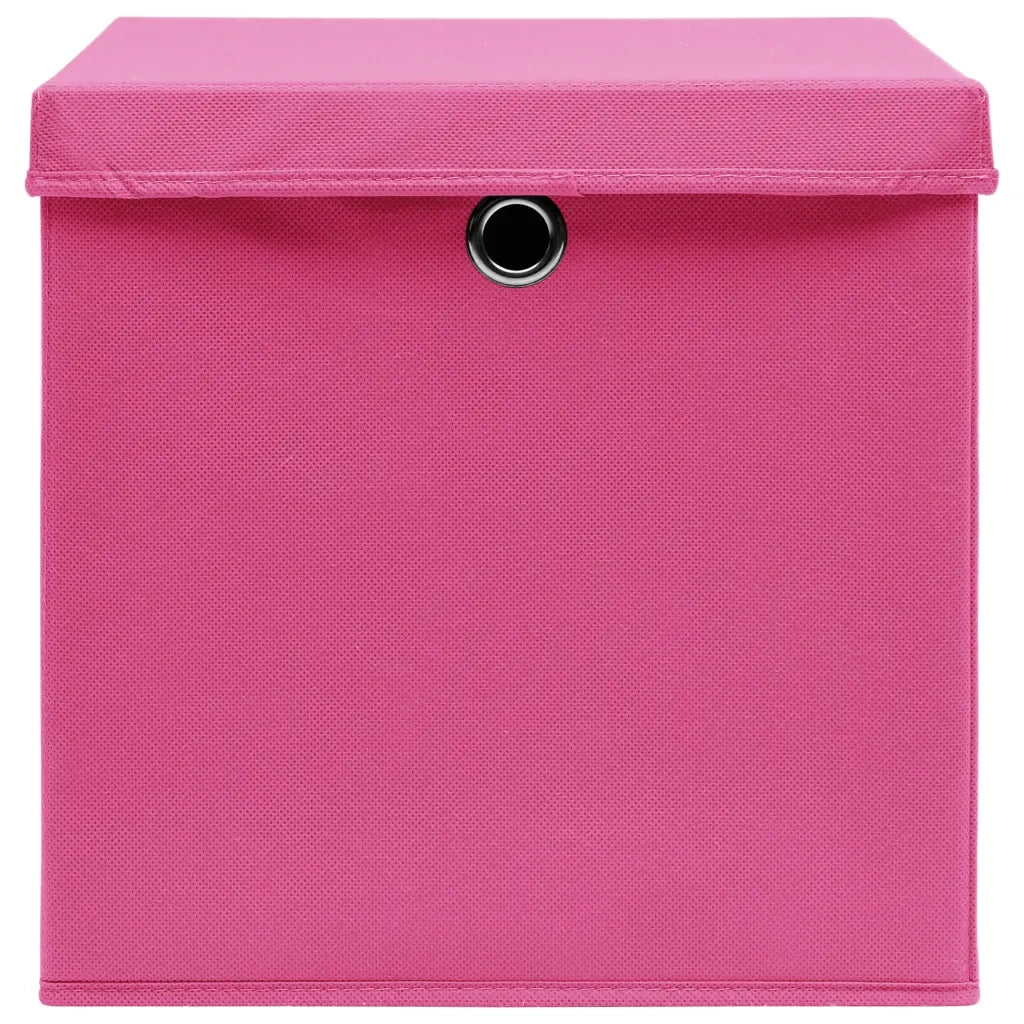 Contenitori con Coperchi 4 pz 28x28x28 cm Rosa 325204