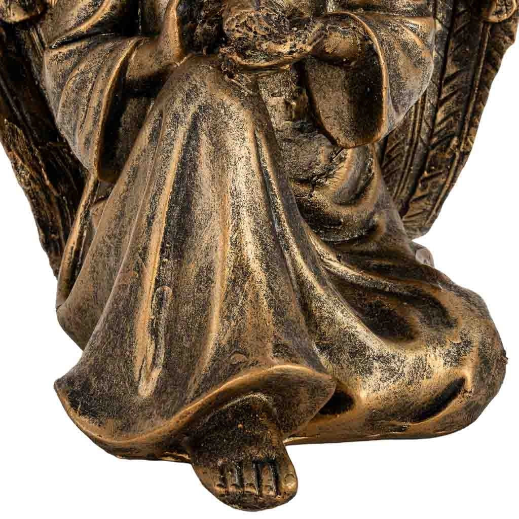 Statuetta decorativa a forma di angelo in metallo placcato oro 25,5x21,5x26h cm