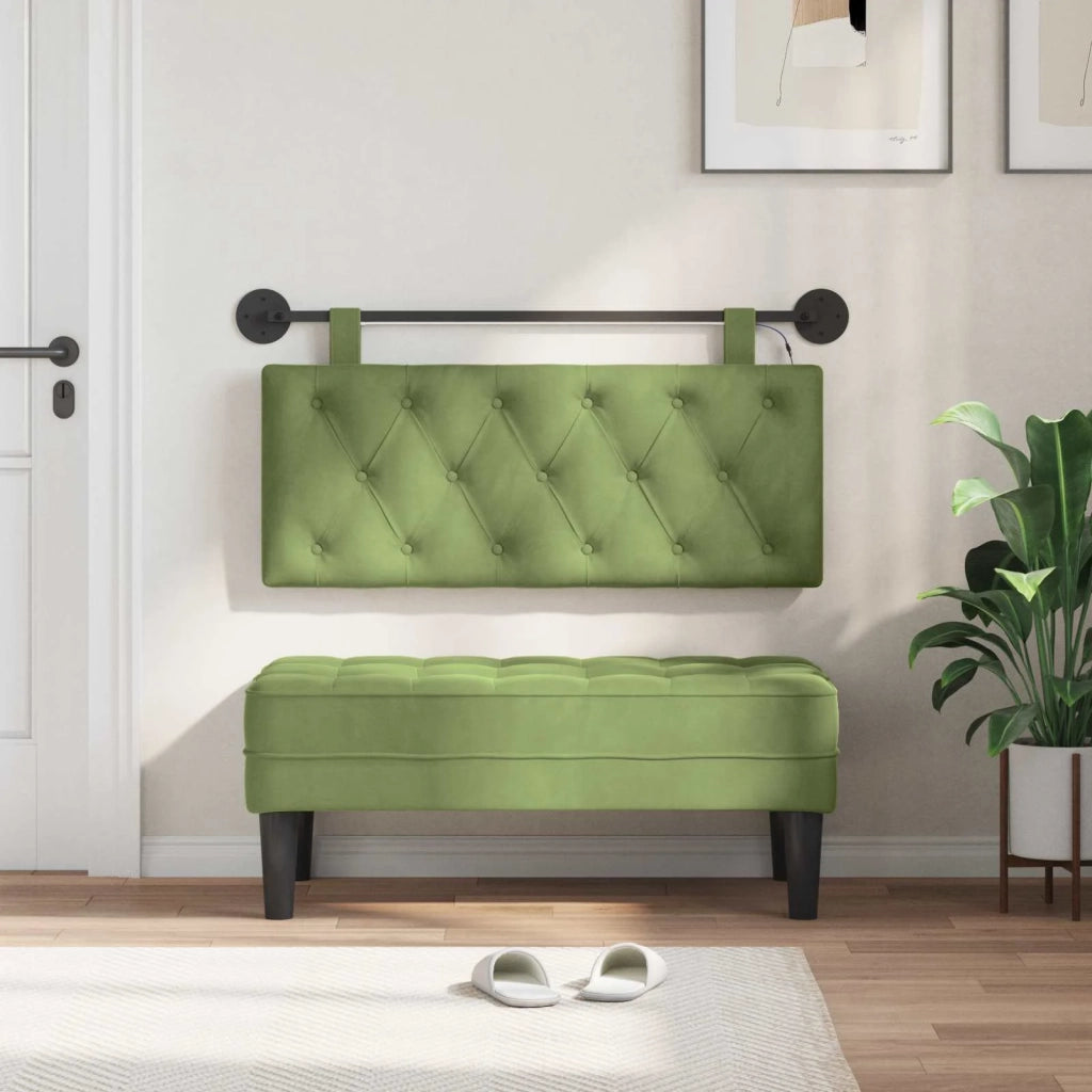 Testiera sospesa Con luce LED Verde chiaro Velluto