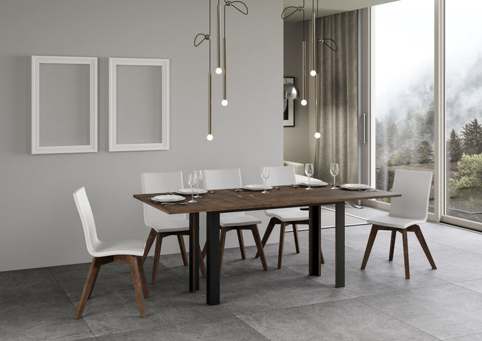 Tavolo Salvaspazio Allungabile 120/200x45/90x80/81 Tavolo Linea Double Noce