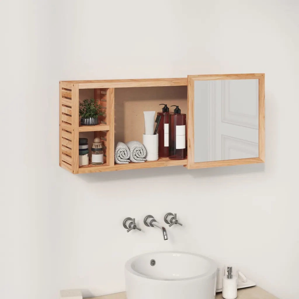 Armadietto a Specchio 80x17x34 cm in Legno Massello di Nocecod mxl 118556