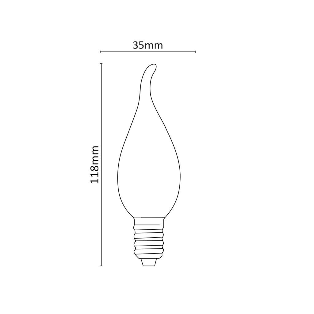 Alcapower Lampada LED Fiamma C37 Vetro Frost E14 4W 500lm 3000K Luce Calda 230V con Tecnologia a Basso Consumo Energetico ed Alta Durata