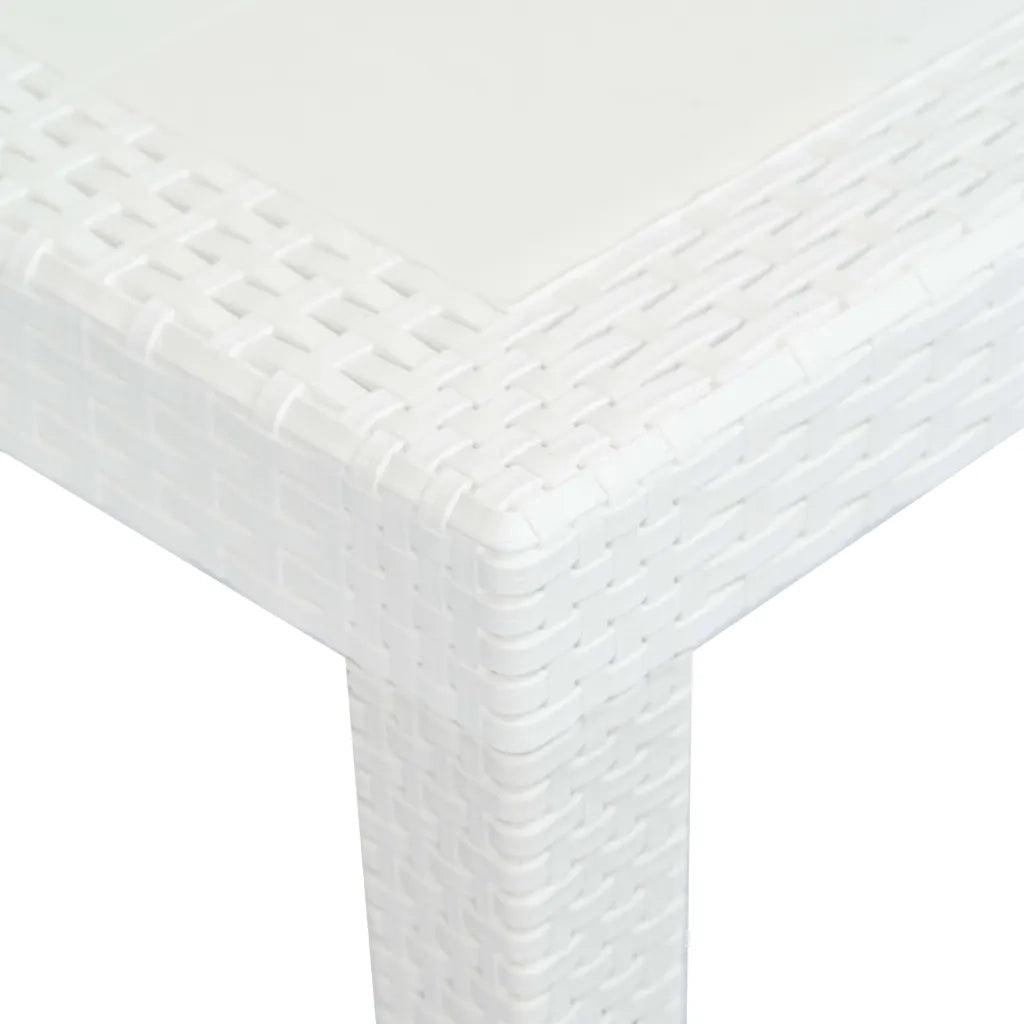 Set Pranzo da Giardino 9 pz in Plastica Stile Rattan Bianco cod mxl 37742