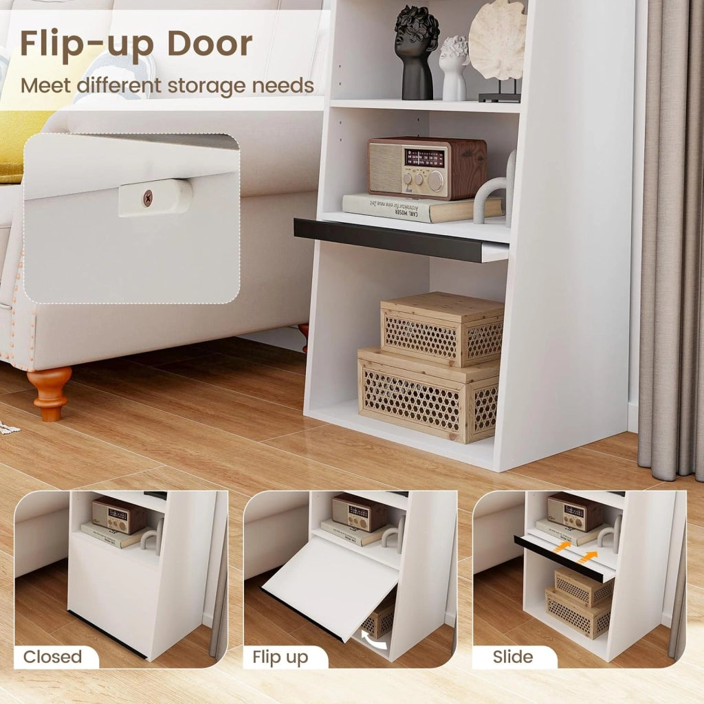 Libreria a 6 livelli, libreria autoportante a scala con 2 ripiani regolabili e porta ribaltabile, espositore multifunzionale con kit anti-ribaltamento, per soggiorno, camera da letto, casa,