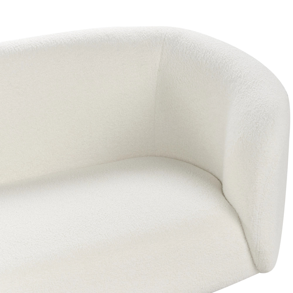 Divano 3 posti in tessuto bouclè bianco e nero con gambe nere stile glamour retrò soggiorno