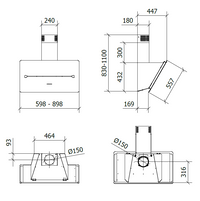 CAPPA ONE cm 90 â€“ Nera - 800 m3/h