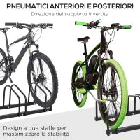 Rastrelliera Portabiciclette Parcheggio per 6 Biciclette in Acciaio, 179x33x27 cm, Nero