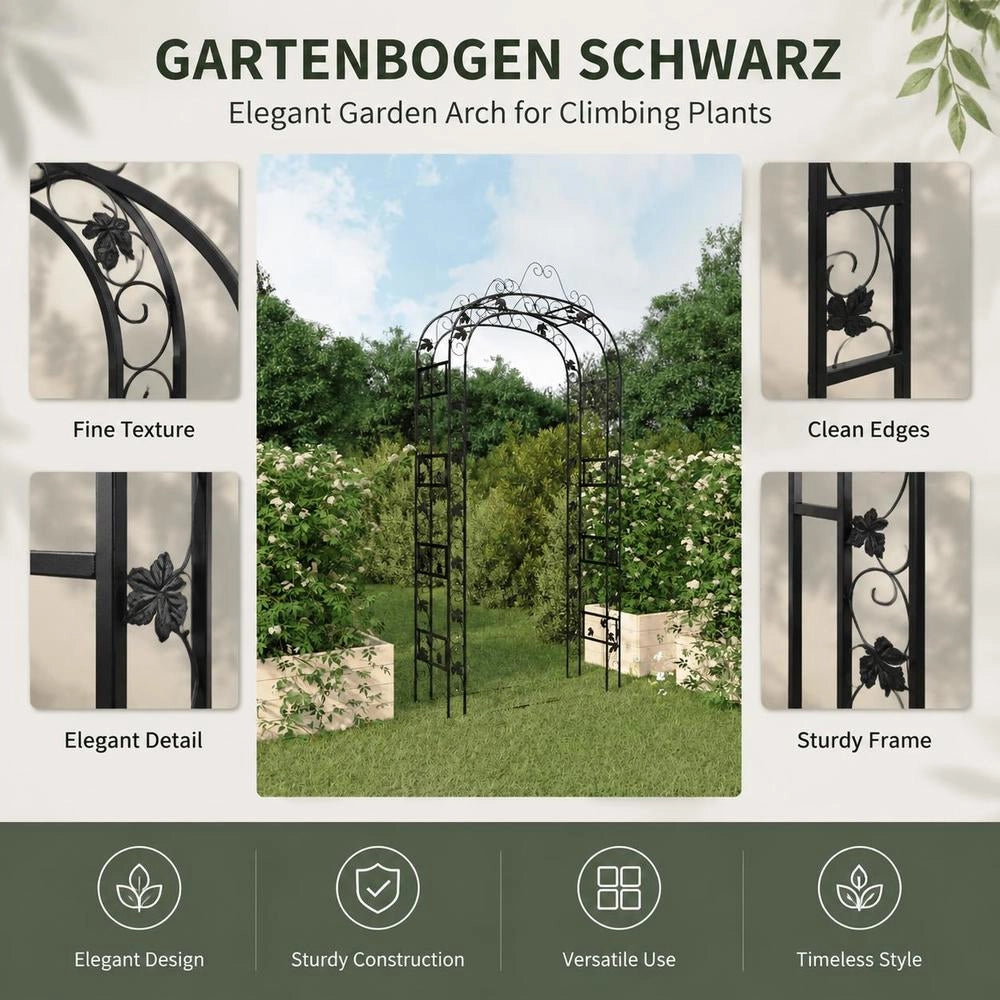 Garden Arch, Black, 116x45x240 Cm, Steel