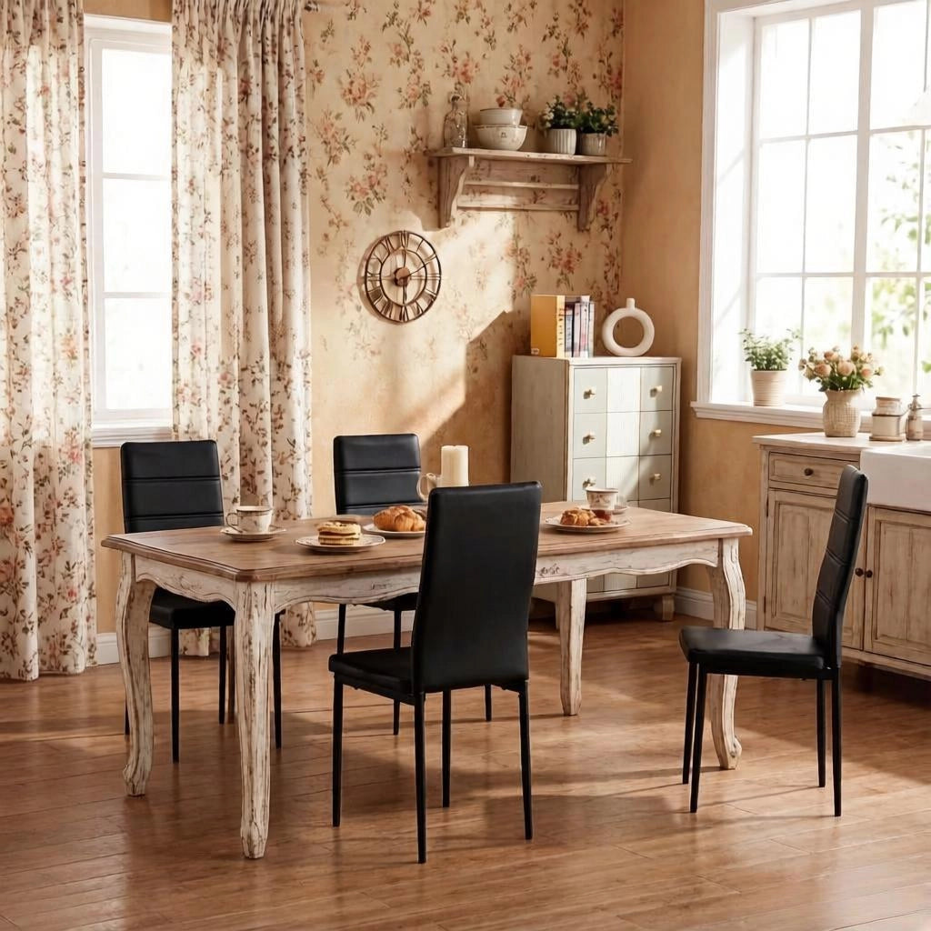 SEDIA da pranzo con schienale alto 40x51x98 cm in similpelle nera Set da 4 pezzi
