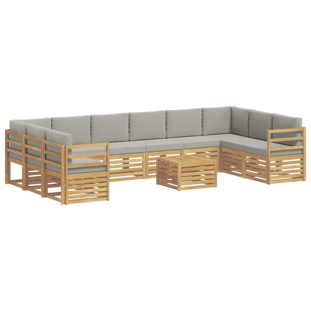 Set di divani da esterno 11 pcs Bianco e Grigio Chiaro