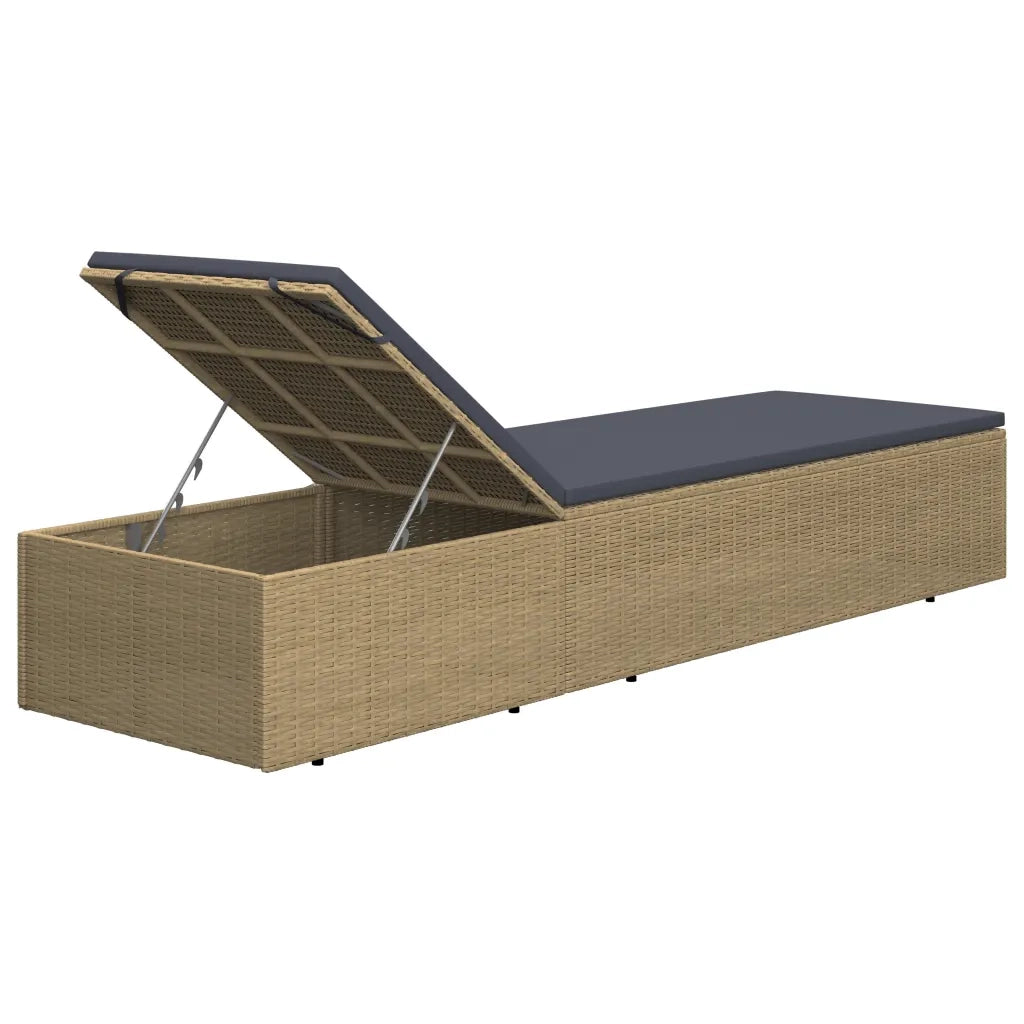 Lettino Prendisole in Polyrattan Marrone e Grigio Scuro cod mxl 23064
