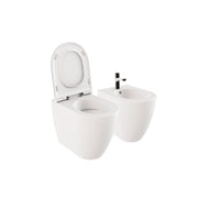 Coppia Di Sanitari Azzurra Ceramica Da Terra Filo Muro Senza Brida Bianco Opaco "Comoda"