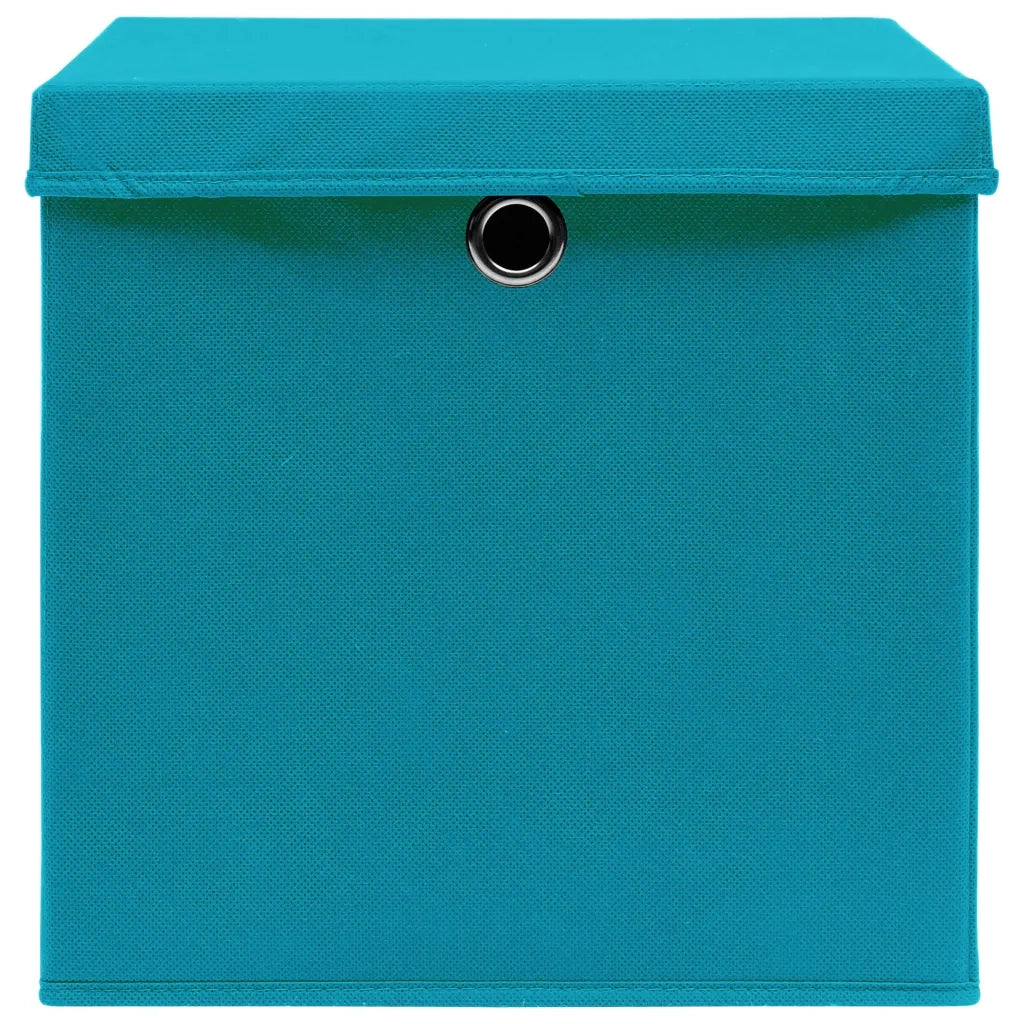 Scatole con Coperchi 10pz Azzurre 32x32x32 cm Tessuto 288376