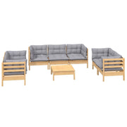 Set di mobili da giardino mobili da esterno 8 pezzi con cuscini grigio legno di pino massiccio 02_0017582