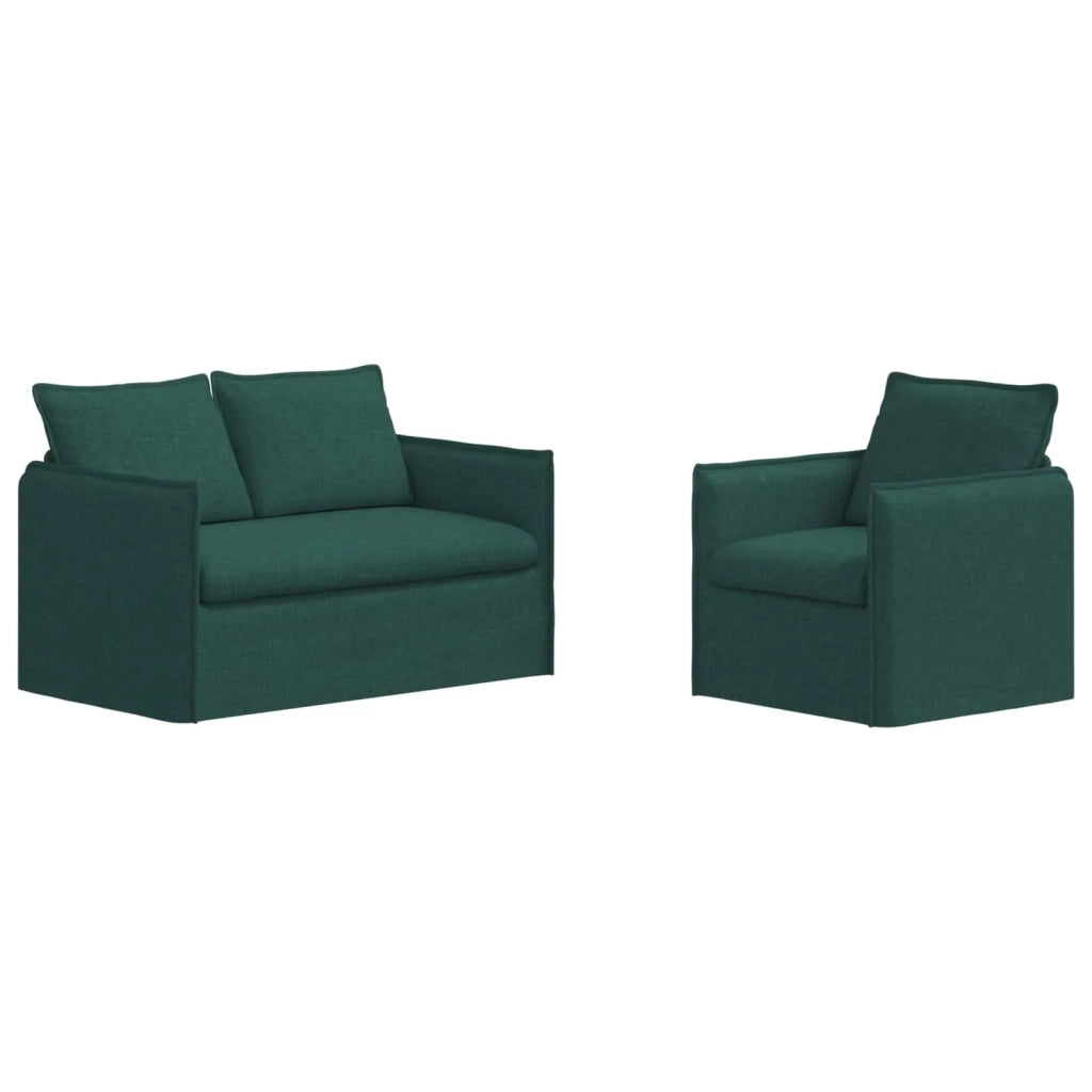 Divano 2 pcs Verde Scuro 196 x 82 x 85 cm Tessuto