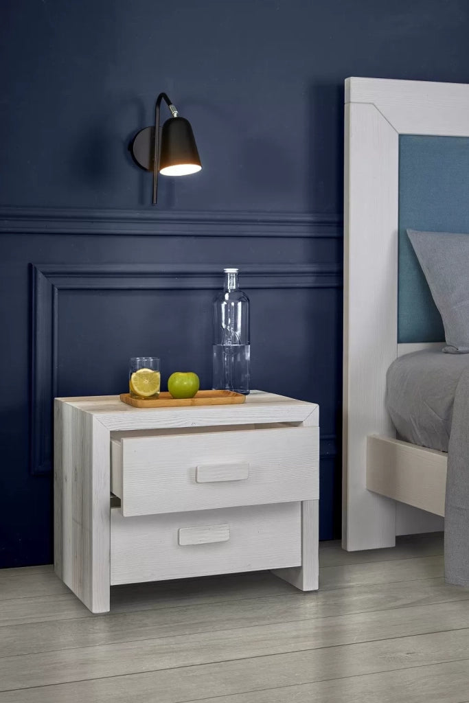 Comodino classico 2 cassetti legno massello abete grezzo 55x40x45 (3318) - Mobili 2G