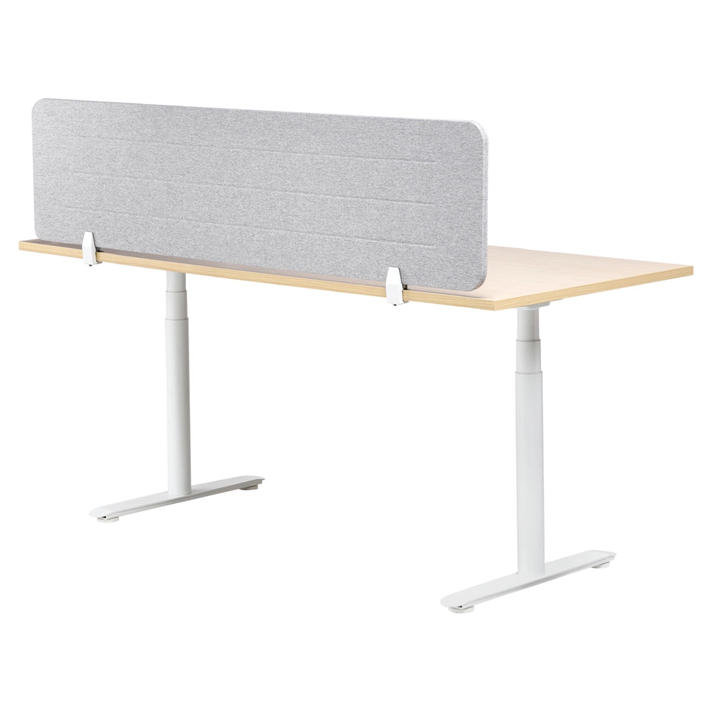 Pannello divisorio Grigio Chiaro Copertura in tessuto 160 x 40 cm Schermo acustico Morsetti di montaggio modulari Casa Ufficio
