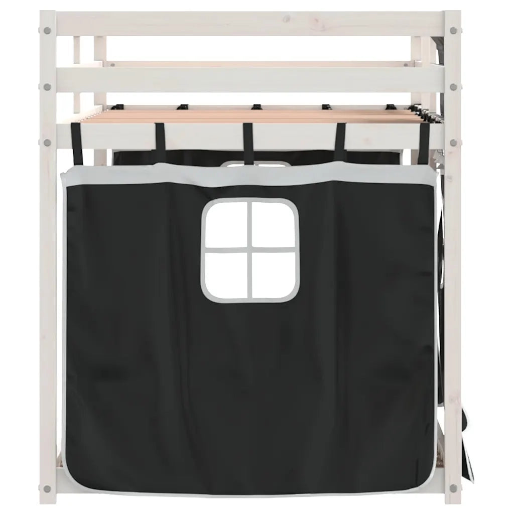 Letto singolo | Letto per adulti | Letto a Castello senza Materasso Bianco e Nero 90x200cm in Pino