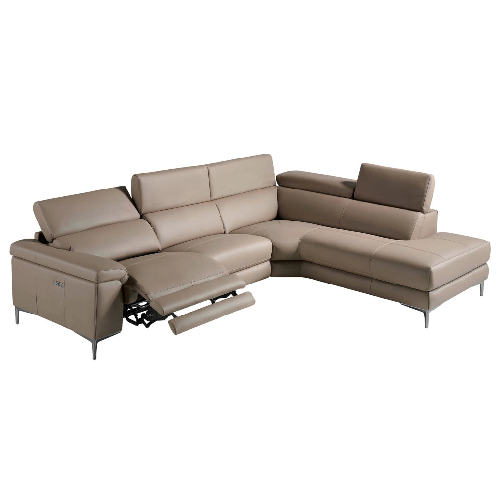 Divano relax con chaise longue destra in pelle di visone