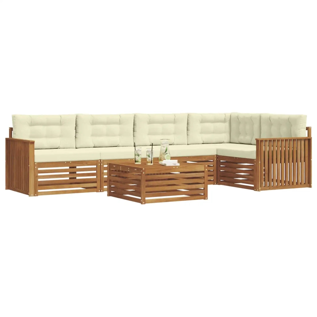 Set di divani da esterno con cuscino 6 pcs Naturale e Crema 3373495