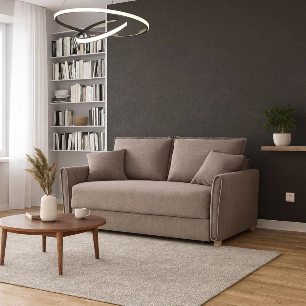 Divano Letto Cassie 3 posti tessuto tortora 176x93x97H: Stile, Comfort e Funzionalità