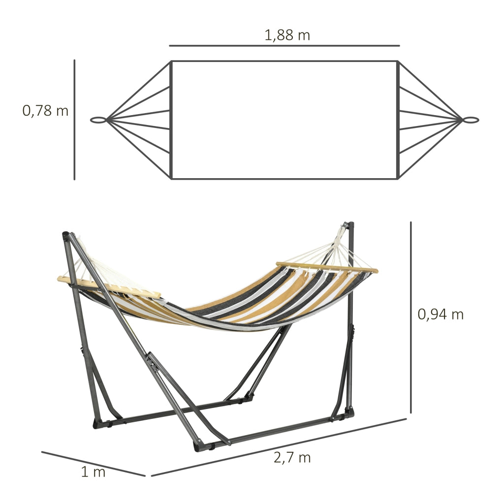 Amaca da giardino pieghevole con supporto in metallo ¨C zephmum ¨C grigio, 1 posto, max 120 kg