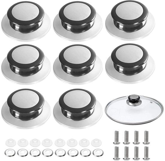 Viti di copertura 8 pezzi - Viti di copertura universali - Materiale in acciaio inossidabile - Materiale in bakelite - Colore nero/grigio - Dimensioni 5,8 cm di diametro - Viti di copertura