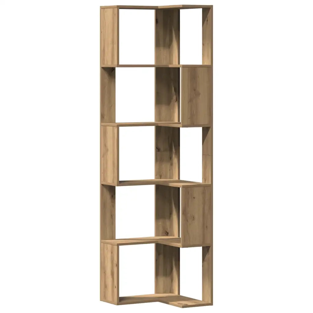 Libreria Angolare 5Ripiani Rovere Artigianale 50x50x179cm Legno